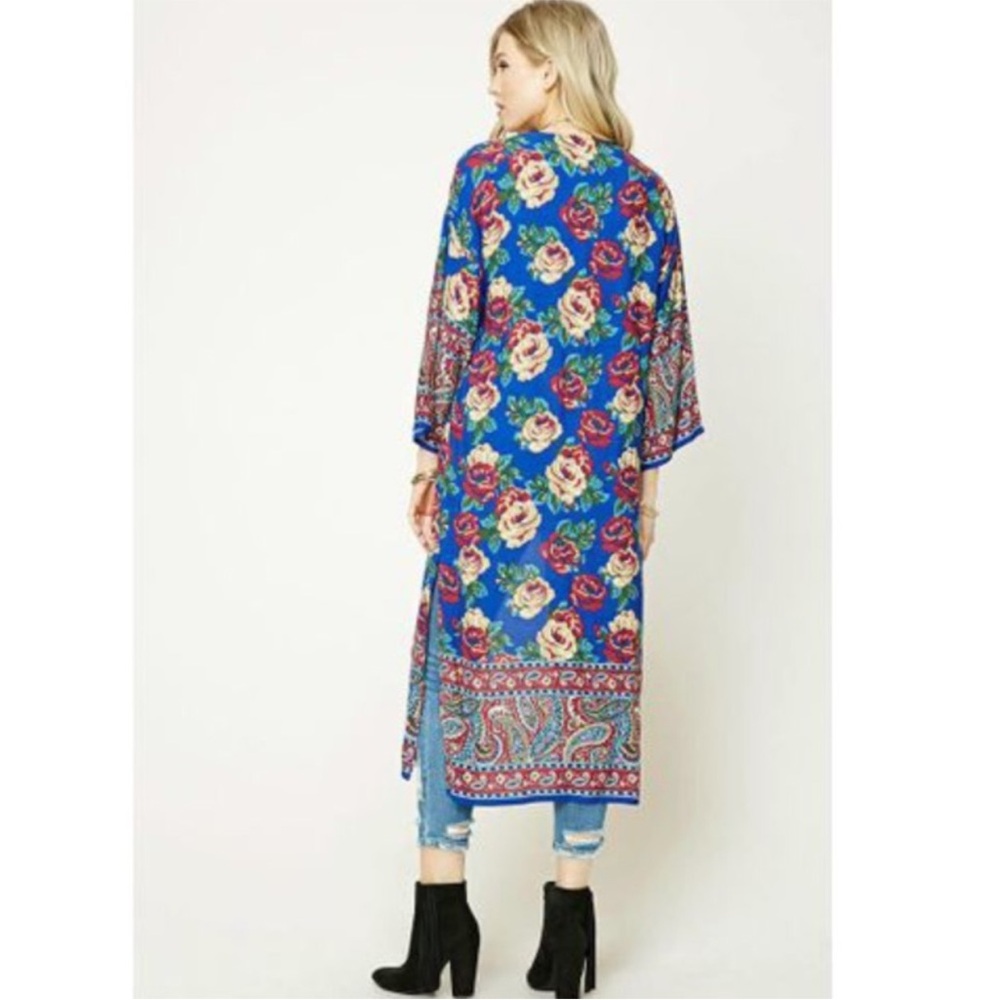 Floral Kimono cardigan floral graphic top floral coverup Festival top boho robe